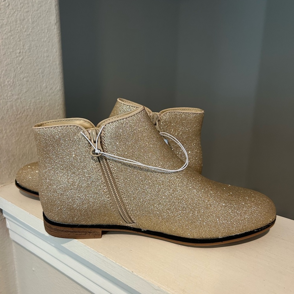 Cat & Jack Gold Bree Glitter Ankle Boots Big Girl Youth size 5Y - Picture 7 of 11